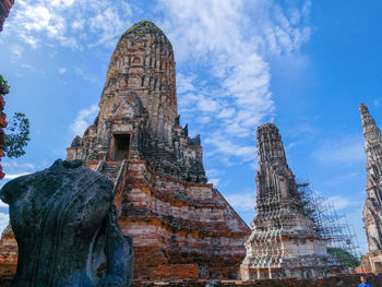 Low angle view of temple building against sky