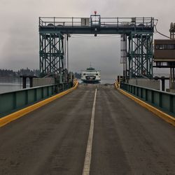 Bridge over road against sky in city