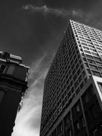 Low angle view of modern buildings against sky