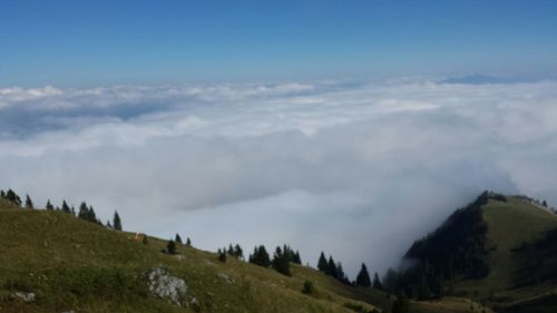 Scenic view of landscape against cloudy sky