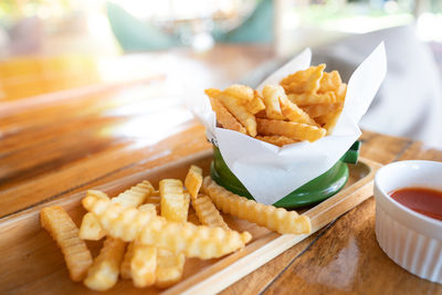 Close-up of food on table