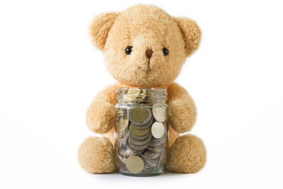 Close-up of stuffed toy against white background