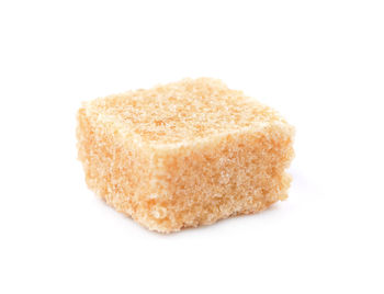 Close-up of bread on white background