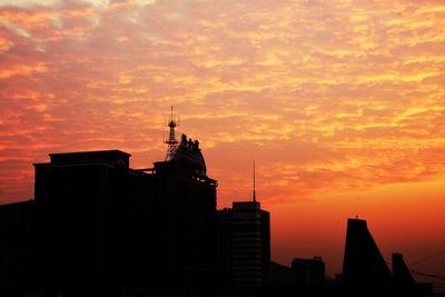 Silhouette of buildings against sky during sunset