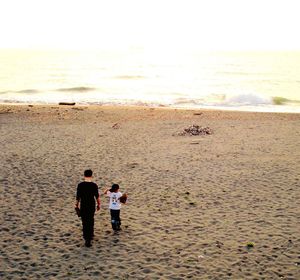 Rear view of man on beach