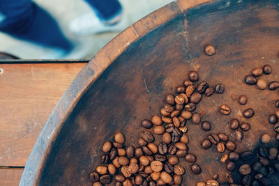 Close-up of coffee beans on table