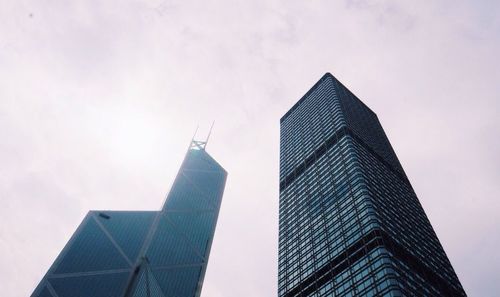 Low angle view of skyscrapers against sky