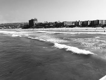 Scenic view of sea against clear sky