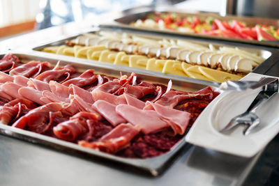 High angle view of food on table