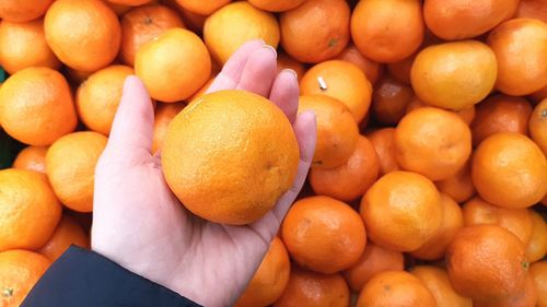 Full frame shot of oranges in market