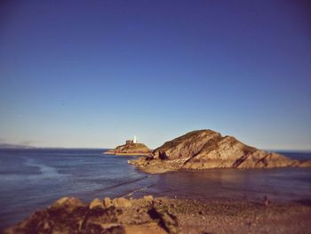 Scenic view of sea against clear sky