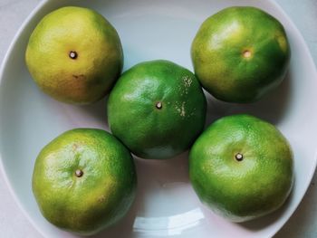 High angle view of apples on table