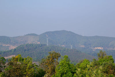 Scenic view of mountains against clear sky