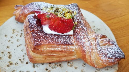 High angle view of dessert in plate