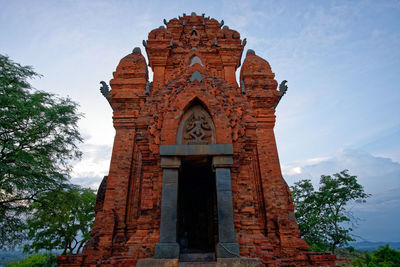 Low angle view of temple against clear sky