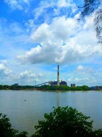 View of river against cloudy sky