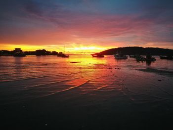 Scenic view of sea during sunset