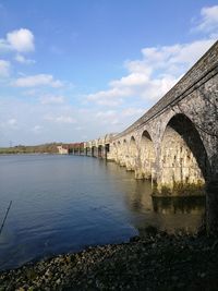 Bridge over river against sky