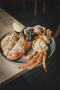 Close-up of seafood in plate