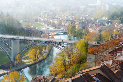 High angle view of bridge over river