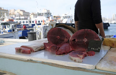 Fresh fish for sale at vieux port in marseille, france