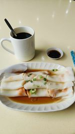 Close-up of food in plate on table