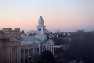 View of buildings against clear sky