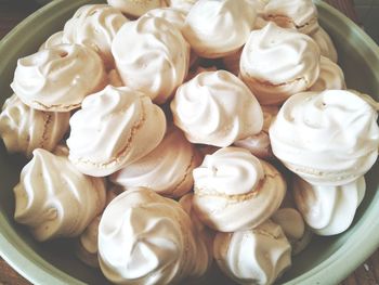 High angle view of italian meringue on plate