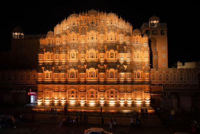 Illuminated buildings at night