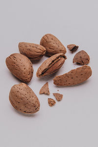 High angle view of cookies against white background