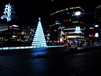 Illuminated street light at night