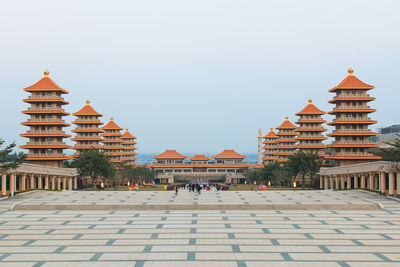 Temples at fo guang shan against clear sky