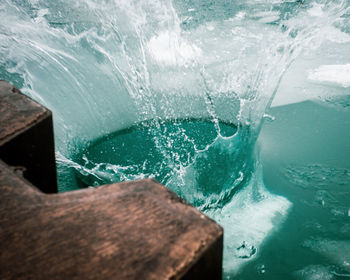 Close-up of waves splashing on sea