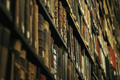 Full frame shot of books in shelf