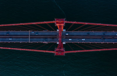 High angle view of bridge at night