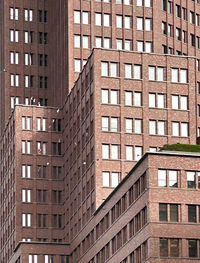 Low angle view of buildings in city