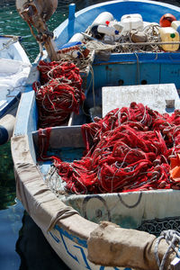 High angle view of red for sale in market