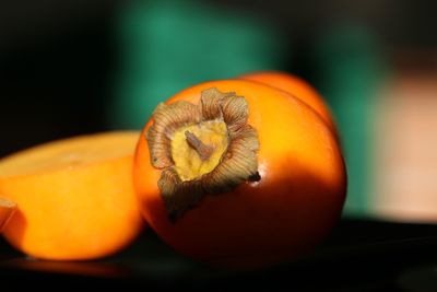 Close-up of orange pumpkin on table