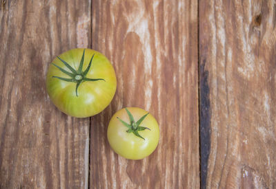 High angle view of apple on table