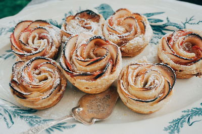 High angle view of dessert served in plate