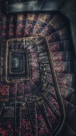 High angle view of spiral staircase in building