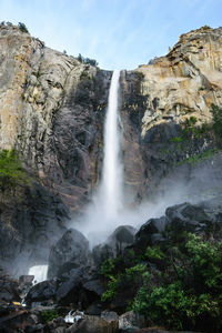 Low angle view of waterfall