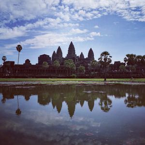 Reflection of temple in lake