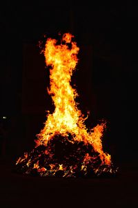Close-up of illuminated fire at night