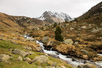 Scenic view of stream against sky