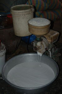 Close-up of container on table