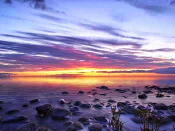Scenic view of sea against sky during sunset