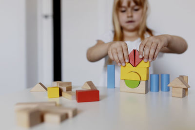 Close-up of toy blocks on table