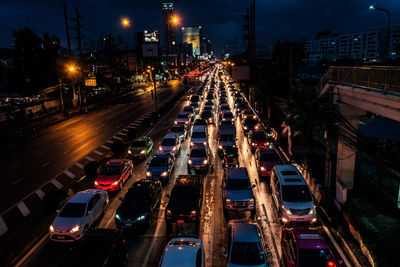 High angle view of traffic on road