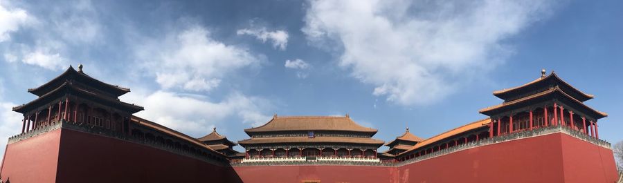 Low angle view of temple against sky